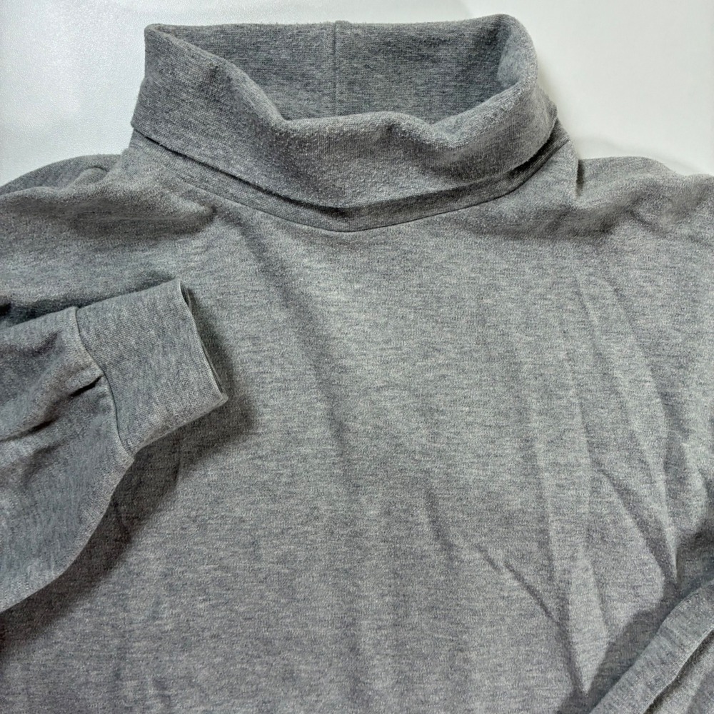 Vintage Woolrich Turtleneck Shirt Large Grey Heather Cotton Long Sleeve Hiking